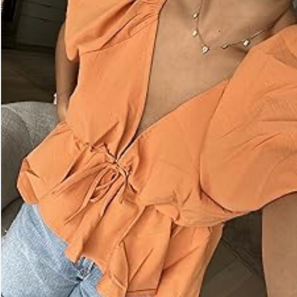 Mido Apricot Blouse with Tie Detail